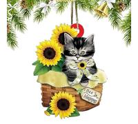 Cat Bijoux Ornement d'arbre de Noël - Remorque en Acrylique pour Chat pour décorations de Noël | Données de décorations d'arbres de drôles pour Les Amoureux des Chats | Fenêtres ou Portes de l'ar