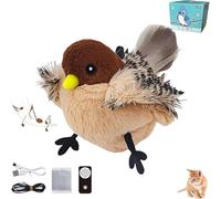 Cat Bird Chase Toy,Catnip Toy Flappy Bird (No Flying),Interactive Flapping Bird Cat Toy,Automatic Bird Chaser Toy,Lifelike Simulated Chirping Flying Bird Cat Toy,Rechargeable Cat Kicker Toy (A)