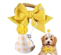 Cat Birthday Hat, Dog Collar Cute Headband, Cat Hats, Pet Headwear Adjustable Bow Tie, Small Dog Hat, Plaid Hat for Dogs, Pet Costume Decorations, Small Dog Hat Plaid Hat, Costume Decorations Supplies