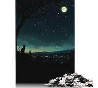 Cat Black Moon Poster, Picture, Metal Print, Paint by Nice Japan Puzzle 1000 Pieces Cadeau Unique Jeu Éducatif Défi Jouet À De Qualité Supérieure Peinture Art pour Adultes Et Enfants À Partir De 14 A
