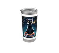Cat Black Shadow Magie mystique Féline Sorcière Soul Power Core Gobelet isotherme en acier inoxydable double paroi