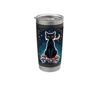 Cat Black Shadow Magie mystique Féline Sorcière Soul Power Core Gobelet isotherme en acier inoxydable double paroi