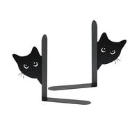 Cat Book Ends, Decorative Bookends, Non-Slip Peeping Cat Bookend Bookshelf Decor, Cute Black Cats Office Bookend, Metal Book Divider for Kids Adults Indoor Home Office Desk