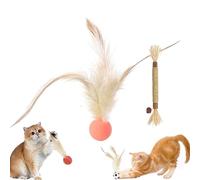 Cat Bouncy Ball with Feather, Feather Ball Cat Toy, Cat Entertainment Bouncy Ball Toy, Interactive Feather Ball Toy Set, Mini Basketball, Soccer & Baseball Pet Toys for Cats and Dogs (Orange)