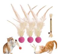 Cat Bouncy Ball with Feather, Feather Ball Cat Toy, Cat Entertainment Bouncy Ball Toy, Interactive Feather Ball Toy Set, Mini Basketball, Soccer & Baseball Pet Toys for Cats and Dogs (3Pcs Purple)