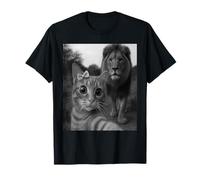 Cat Bow Selfie avec lion faune amateur de chat safari jungle T-Shirt