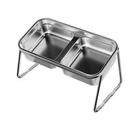 Cat Bowl, Double Bowl Stainless Steel Cat Feeder, Raised Cat Bowls for Indoor Cats, Inclined Pet Feeding Bowl, Pet Feeder for Cats, Stainless Steel Raised Cat Bowls, Cat Feeding Bowls for Indoor Cats