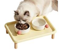 Cat Bowl Stand Pet Feeder - Spine Protection Elevated Station Rack | | Raised Bamboo Feeding Table Anti-Vomit Single Double Stainless Steel Ceramic Water Food Bowls Puppy Supplies
