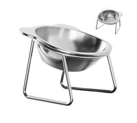 Cat Bowls Elevated - Tilted Feeder for Indoor | Stainless Steel with 15° Angled Design, Whisker Friendly Pet Bowl, Side Resting Accessory, Functional Feeding Dish for Puppy Cats Home