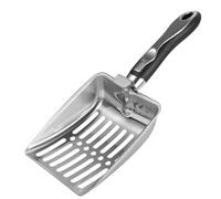 Cat Box Scooper Pelle à litière robuste en acier inoxydable, large tamis antirouille | Outil de poignée ergonomique pour nettoyer les déjections d'animaux domestiques, chiens, chatons, reptiles