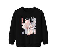 Cat Box Sweat-shirt Kawaii chat Ramen pour enfant Noir 152
