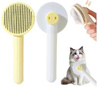 Cat Brush For Dogs,Ergonomic Animal Hair Brushes,One-Click Cleaning,Effective Removal Of Dead Hair And Tomentose Hair,Suitable For Dogs,Cats And Hair (Yellow)