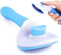 Cat Brush For Dogs,Ergonomic Pet Hair Brush,One-Click Cleaning,Effective Removal Of Dead Hair And Tomentose Hair,Suitable For Dogs,Cats And Hair (Blue)