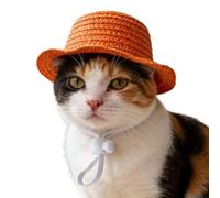Cat Bucket Hat - Summer Pet Sun Hat, Fashionable Lightweight Straw Headgear, Comfortable Breathable Design, Novel Outfit Accessory | Dog & for Holiday, Birthday, Outdoor Garden, Party, Daily Home