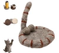 Cat Butt Felt Coaster,Funny Soft Felt Cat Tail Coaster,Handmade Creative Cats Tail Drink Coasters with Balls,Funny Non-Slip Absorbent Animal Coasters for Cats Lovers (Gray)