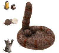 Cat Butt Felt Coaster,Funny Soft Felt Cat Tail Coaster,Handmade Creative Cats Tail Drink Coasters with Balls,Funny Non-Slip Absorbent Animal Coasters for Cats Lovers (Brown)