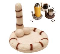 Cat Butt Felt Coaster, Handcrafted Cat Tail up Felt Coaster with Balls for Cups, Washable Absorbent Non Slip Fun Creative Coasters for Home Decor Tabletop Protection