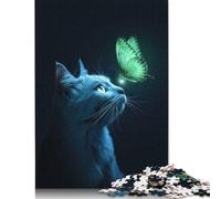 Cat Butterflies Poster, Puzzle 1000 Pièces Educa Jouet en Bois Divertissement Créatif Décoration Intérieure Jeu Éducatif Challenge Toy Adultes & Enfants des 14 Ans 1000pcs (75x50cm)