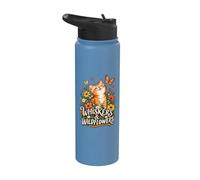 Cat Butterfly Garden Flower Floral Kitty Drawing Stainless Steel Insulated Water Bottle