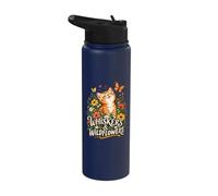 Cat Butterfly Garden Flower Floral Kitty Drawing Stainless Steel Insulated Water Bottle