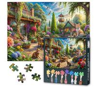 Cat Cafe Puzzle de 1000 pièces pour adultes, chat confortable et vibrant pour loisirs en famille, art mural moderne, puzzle pour les amoureux des chats - Taille finie : 69,8 x 49,8 cm