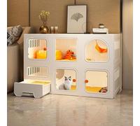 Cat Cage - Enclos de Chat à l'intérieur, chenils de Chat pour Chats intérieurs avec bac à litière Forte et Robuste Cat de Cat, avec des roulettes pour Augmenter la Hauteur de 4 cm (Couleur:
