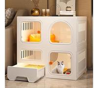 Cat Cage - Enclos de Chat intérieurs, chenils de Chat pour Chats intérieurs avec bac à litière Forte et Robuste Cat Bricolage, avec des roulettes pour Augmenter la Hauteur de 4 cm (Couleur: Ensemble