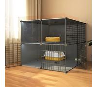 Cat Cage Enclosure Indoor DIY Kitten Cage Cat House Detachable Metal Wire Crate Pet Playpen, Large Exercise Place, 75x75x73cm