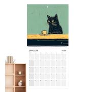 Cat Calendar 2026 - Paper Jan - Dec 2026 | 29.7cm Wall Planner for Office | Cat Coffee Theme Monthly Schedule for Adults Home School Nursery Planning