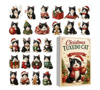 Cat Calendar, Count Christmas Days with Acrylic Cat Ornaments, Holiday | 2D Acrylic Cat Ornaments Create A 24-day Countdown Display For Doors, , Trees, Wreaths, Mantels, And Holiday Decor