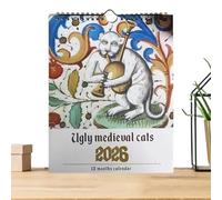 Cat Calendar - Feline Time Planner, 12 Month Humorous Chart For Appointment Listing, Yearly Document With Period Paintings, Home Decor, Program Organizer For Academic Planning, Daily Routine