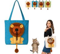 Cat Carrier Bag, Canvas Pet Tote with Shoulder Strap for Small Pets，Bleu