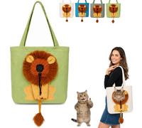 Cat Carrier Bag, Canvas Pet Tote with Shoulder Strap for Small Pets，Vert