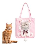 Cat Carrier Bag Travel Pet Sling - Hands-Free Tote with Head Opening | | Breathable Canvas Shoulder Bag Padded Strap Safety Tether Storage Pocket For Small Cats Kittens Puppies Outdoor