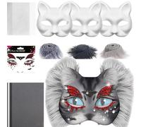 Cat - Cat Masque Kit, Masque Pour Les Yeux Pour Le Costume Et Le Cosplay, Des Masques À Habillage D'animaux Vierges Avec Maille Et Feuilles En Feutre | Supplies D'artisanat De Bricolage Pour Les