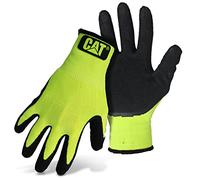 Cat CAT017411X Gants de travail haute visibilité - Taille XL - Gants texturés enduits de latex avec poignet tricoté