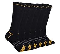CAT Catepillar Men's 6-Pack Half Cushioned Crew Socks, Black, XX-Large
