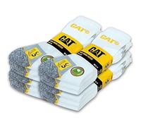 CAT Caterpillar 12 Paires REAL WORK SOCKS chaussettes de travail femmes hommes chaussettes de travail chaussettes d'affaires bas taille 35-50 (41-45, Blanc)