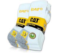 CAT Caterpillar 6 paires de chaussettes de travail REAL WORK SOCKS pour femme et homme, chaussettes de travail, taille 35-50, Blanc, 43-46