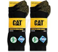 CAT CATERPILLAR Chaussettes de travail pour homme Coupe confortable sans caoutchouc Coton de qualité supérieure Tailles 39-42 et 43-46, 6 paires de gants noirs., 43-46