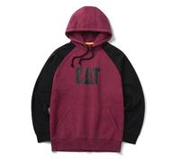 CAT Caterpillar Raglan Hooded Sweatshirt Carmenere Heather/Black