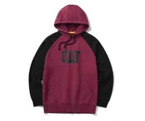 CAT Caterpillar Raglan Hooded Sweatshirt Carmenere Heather/Black