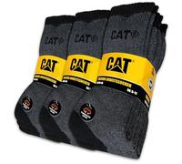 CAT CATERPILLAR THERMO SOCKS 9 Paires de chaussettes de travail chaussettes thermiques chaussettes d'hiver tailles 39-50 (FR/ES, Numérique, 43, 46, Taille normale, Taille normale, 9 Paires Gris/Noir)