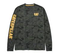 CAT Caterpillar Trademark Banner T-Shirt à Manches Longues pour Homme avec Boucle de Gestion des Fils au Centre du Dos et Logo Workwear, Camouflage Nuit, Taille M