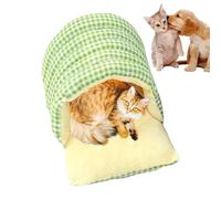 Cat Cave Bed - Plush Enclosed Pet Nest for Cats and Small Dogs | Thickened Plaid Fabric with Soft Cushion, Portable Warm Sleeping, Bag for Sofa Bed Chair Floor Indoor Rest