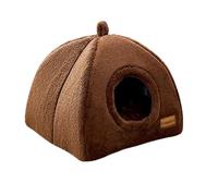 Cat Cave Bed, Plush Sleeping Nest, 11.81x11.81x12.82 inches, Thermal Pet Supplies, Warmth for Winter, Soft Fleece Interior, Cozy Hideaway for Indoor Cats, Kittens, Lounging, Sleeping, White/Brown