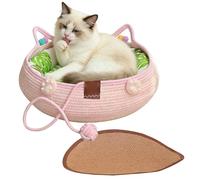 Cat Cave - Cotton Rope | Woven Cat Bed with Cushion Pillow Toy Ball |Pet Nest | Sleeping Bed Scratch Resistant Anti Slip Washable Design for Indoor Kitten Puppy Rest Play