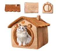 Cat Cave - Lit en Peluche d'hiver | Maison fermée Douce et chaleureuse pour Chats, Chiens et Lapins | Abri Douillet pour Chambre, Salon, Balcon et décoration de Noël