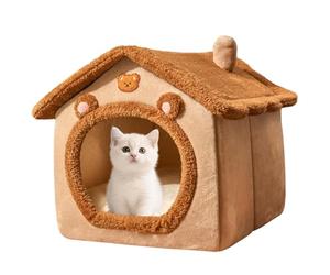 Cat Cave - Lit en Peluche d'hiver | Maison fermée Douce et chaleureuse pour Chats, Chiens et Lapins | Abri Douillet pour Chambre, Salon, Balcon et décoration de Noël