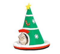 Cat Cave - Warm Anti-Slip Bottom Christmas Tree | Large Pet Bed with Interior, Decorative Puppy House for Small Dog Indoor Living Room Balcony Party Winter Holiday Apartment Dorm